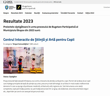 Brașovenii au ales proiectele de bugetare participativă pe care Primăria le va implementa în acest an