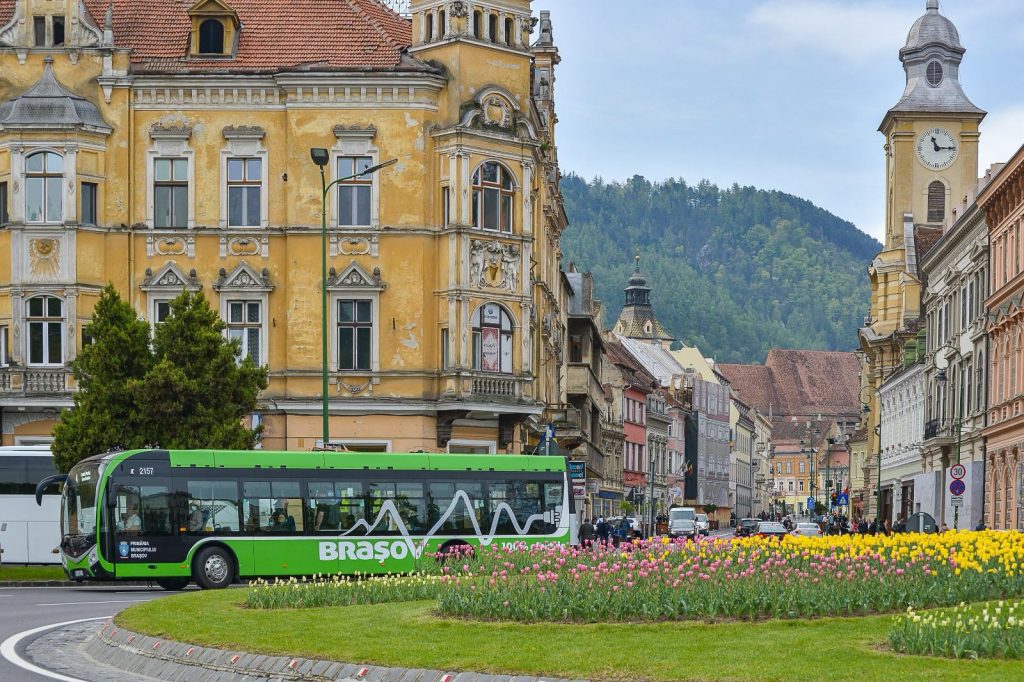 autobuz în mișcare