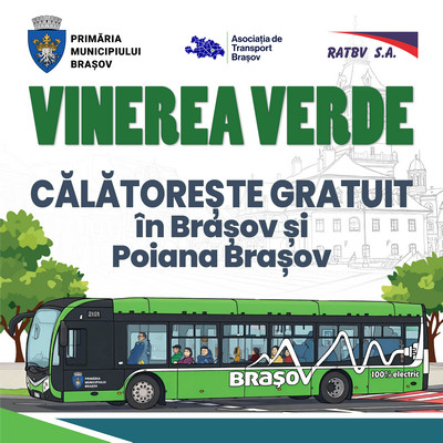 Din această săptămână, în fiecare vineri, transportul în comun din municipiu și Poiana Brașov este gratuit